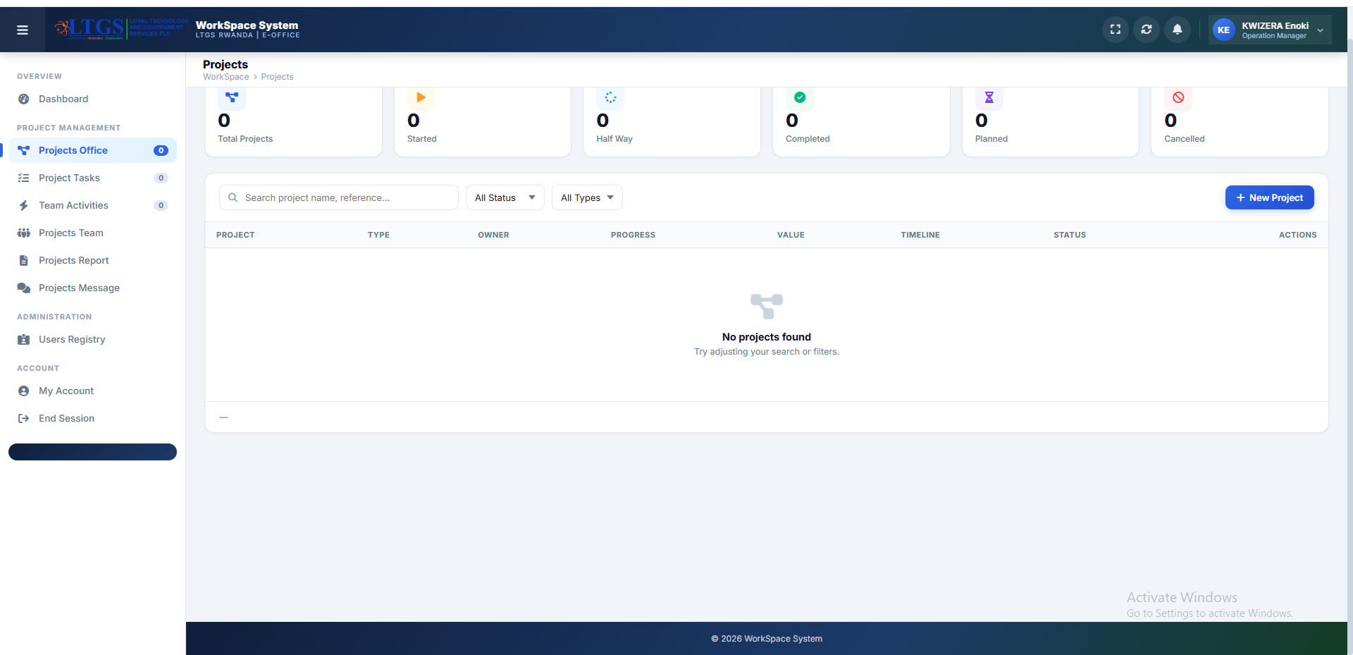 LTGS WorkSpace Dashboard Preview